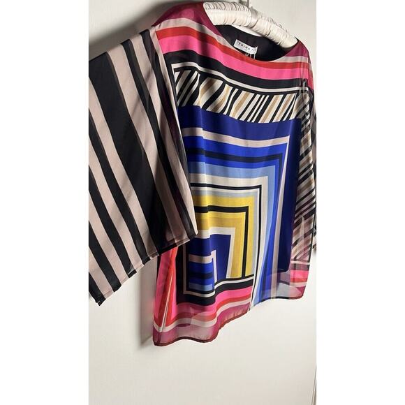 Trina Turk Mouvedre Geometric Colorful Kimono Sleeve Boho Blouse Size XS/S NEW - Picture 4 of 9